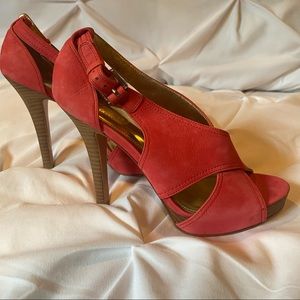 Coach red suede high heel sandals size 6